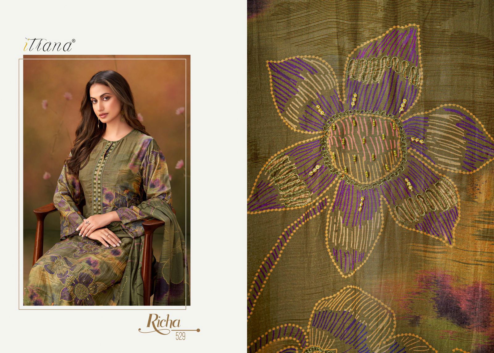 Richa By Sahiba Hand Work Muslin Digital Printed Dress Material Wholesale Price In Surat